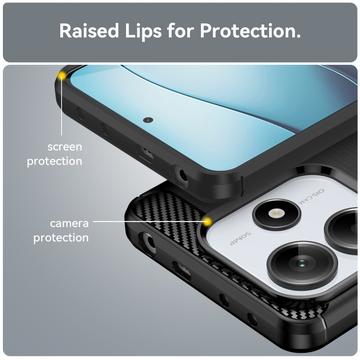 Xiaomi Redmi Note 14 Børstet TPU Cover - Karbonfiber - Sort