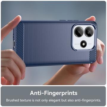 Xiaomi Redmi Note 14 Børstet TPU Cover - Karbonfiber - Blå