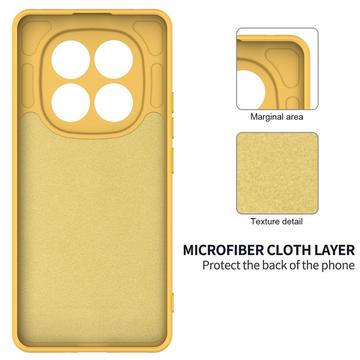 Xiaomi Redmi Note 14 Pro 5G/Poco X7 Flydende silikone cover med håndrem - gul