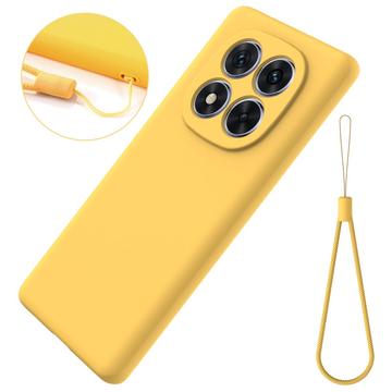 Xiaomi Redmi Note 14 Pro 5G/Poco X7 Flydende silikone cover med håndrem - gul