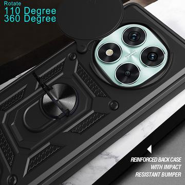 Xiaomi Redmi Note 14 Pro 5G/Poco X7 Roterende Ring Hybrid Cover med Kameraskjold - Sort