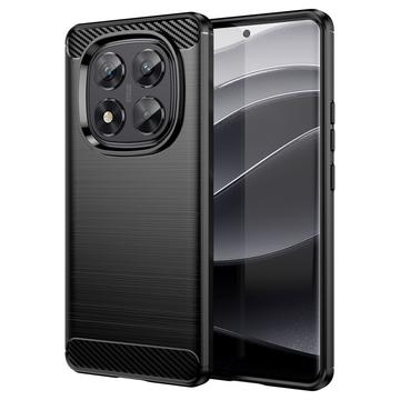 Xiaomi Redmi Note 14 Pro 5G/Poco X7 Børstet TPU Cover - Karbonfiber - Sort