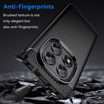 Xiaomi Redmi Note 14 Pro 5G/Poco X7 Børstet TPU Cover - Karbonfiber - Sort