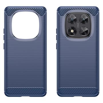 Xiaomi Redmi Note 14 Pro 5G/Poco X7 Børstet TPU Cover - Karbonfiber - Blå