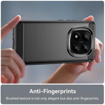 Xiaomi Redmi Note 14 Pro+ 5G Børstet TPU Cover - Karbonfiber - Sort