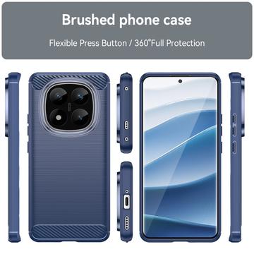 Xiaomi Redmi Note 14 Pro+ 5G Børstet TPU Cover - Karbonfiber - Blå