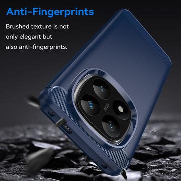 Xiaomi Redmi Note 14 Pro+ 5G Børstet TPU Cover - Karbonfiber - Blå