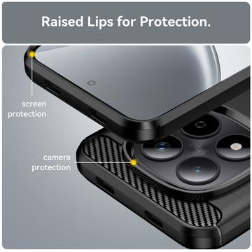 Xiaomi Redmi Note 15 Pro 5G Børstet TPU Cover - Karbonfiber - Sort