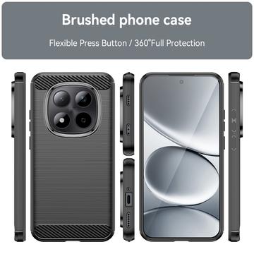 Xiaomi Redmi Note 15 Pro 5G Børstet TPU Cover - Karbonfiber - Sort
