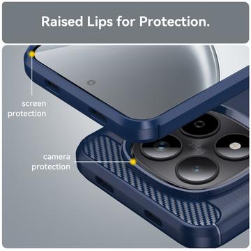 Xiaomi Redmi Note 15 Pro 5G Børstet TPU Cover - Karbonfiber - blå
