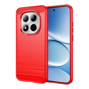 Xiaomi Redmi Note 15 Pro 5G Børstet TPU Cover - Karbonfiber - rød