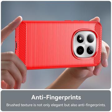 Xiaomi Redmi Note 15 Pro 5G Børstet TPU Cover - Karbonfiber - rød