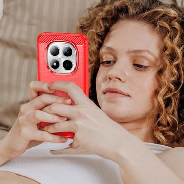 Xiaomi Redmi Note 15 Pro 5G Børstet TPU Cover - Karbonfiber - rød