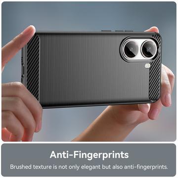 Xiaomi Redmi Turbo 4/Poco X7 Pro Børstet TPU Cover - Karbonfiber - Sort