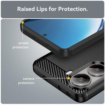 Xiaomi Redmi Turbo 4/Poco X7 Pro Børstet TPU Cover - Karbonfiber - Sort
