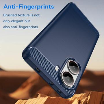 Xiaomi Redmi Turbo 4/Poco X7 Pro Børstet TPU Cover - Karbonfiber - Blå