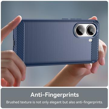 Xiaomi Redmi Turbo 4/Poco X7 Pro Børstet TPU Cover - Karbonfiber - Blå