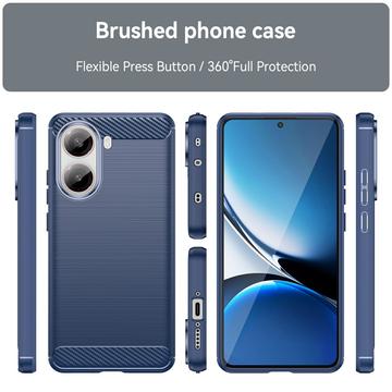 Xiaomi Redmi Turbo 4/Poco X7 Pro Børstet TPU Cover - Karbonfiber - Blå
