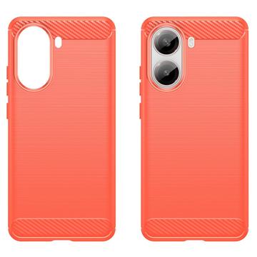 Xiaomi Redmi Turbo 4/Poco X7 Pro Børstet TPU Cover - Karbonfiber - Rød