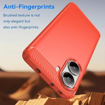 Xiaomi Redmi Turbo 4/Poco X7 Pro Børstet TPU Cover - Karbonfiber - Rød