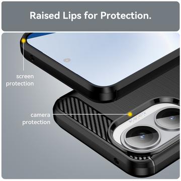 Xiaomi Redmi Turbo 4 Pro Børstet TPU Cover - Karbonfiber - Sort