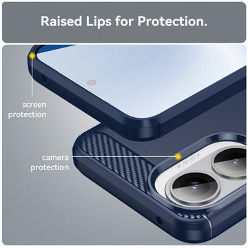 Xiaomi Redmi Turbo 4 Pro Børstet TPU Cover - Karbonfiber - blå