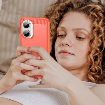 Xiaomi Redmi Turbo 4 Pro Børstet TPU Cover - Karbonfiber - rød