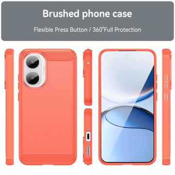 Xiaomi Redmi Turbo 4 Pro Børstet TPU Cover - Karbonfiber - rød