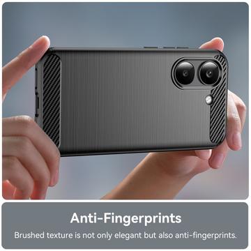 Xiaomi Redmi Turbo 5/Poco X8 Pro Børstet TPU Cover - Karbonfiber - Sort
