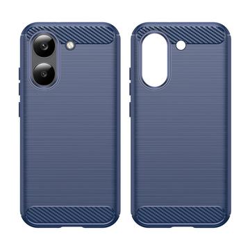 Xiaomi Redmi Turbo 5/Poco X8 Pro Børstet TPU Cover - Karbonfiber - blå