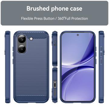 Xiaomi Redmi Turbo 5/Poco X8 Pro Børstet TPU Cover - Karbonfiber - blå