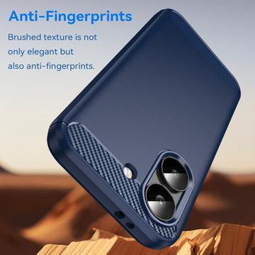 Xiaomi Redmi Turbo 5/Poco X8 Pro Børstet TPU Cover - Karbonfiber - blå