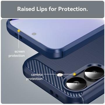 Xiaomi Redmi Turbo 5/Poco X8 Pro Børstet TPU Cover - Karbonfiber - blå