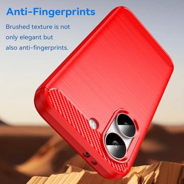 Xiaomi Redmi Turbo 5/Poco X8 Pro Børstet TPU Cover - Karbonfiber - rød