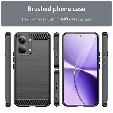Xiaomi Redmi Turbo 5 Max/Poco X8 Pro Max Børstet TPU Cover - Karbonfiber - Sort