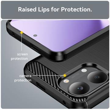 Xiaomi Redmi Turbo 5 Max/Poco X8 Pro Max Børstet TPU Cover - Karbonfiber - Sort