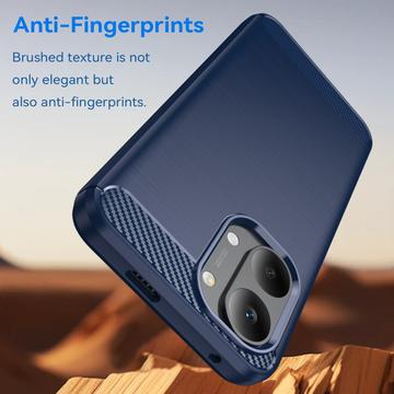 Xiaomi Redmi Turbo 5 Max/Poco X8 Pro Max Børstet TPU Cover - Karbonfiber - blå