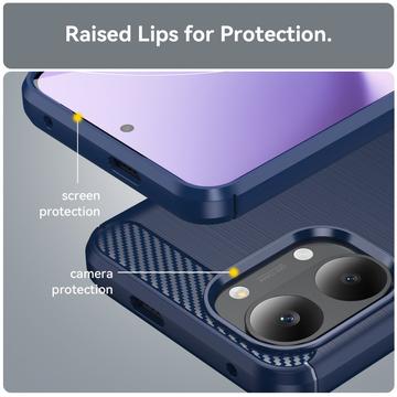 Xiaomi Redmi Turbo 5 Max/Poco X8 Pro Max Børstet TPU Cover - Karbonfiber - blå