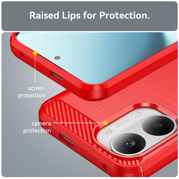 Xiaomi Redmi Turbo 5 Max/Poco X8 Pro Max Børstet TPU Cover - Karbonfiber - rød
