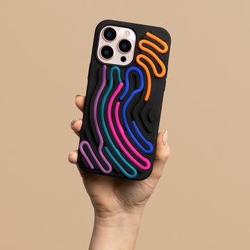 iPhone 11 DIY slange-silikone cover med farvede snore - sort
