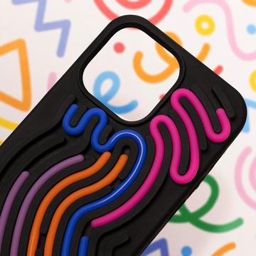 iPhone 11 DIY slange-silikone cover med farvede snore - sort