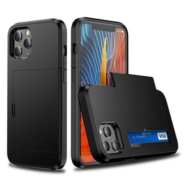 iPhone 12/12 Pro Hybrid Cover med Glidende Kortslot - Sort
