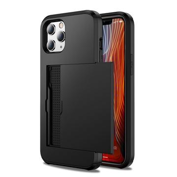 iPhone 12/12 Pro Hybrid Cover med Glidende Kortslot - Sort