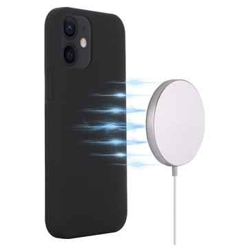 iPhone 12 Mini Liquid Silikone Cover - MagSafe Kompatibel - Sort