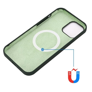 iPhone 12 Mini Liquid Silikone Cover - MagSafe Kompatibel - Mørkegrøn