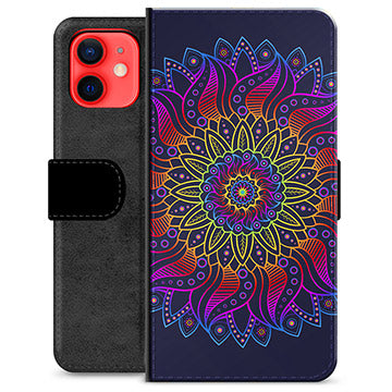 iPhone 12 mini Premium Flip Cover med Pung - Farverig Mandala