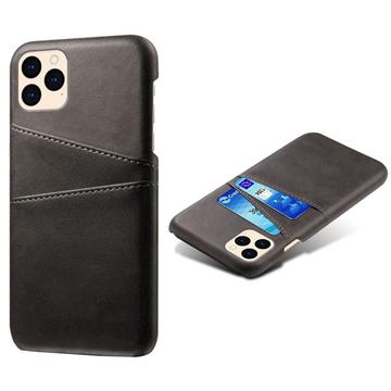 iPhone 12/12 Pro KSQ Belagt Plastikcover med Kortlommer - Sort