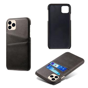 iPhone 12/12 Pro KSQ Belagt Plastikcover med Kortlommer - Sort