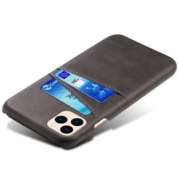 iPhone 12/12 Pro KSQ Belagt Plastikcover med Kortlommer - Sort