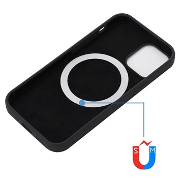 iPhone 12/12 Pro Liquid Silikone Cover - MagSafe Kompatibel - Sort